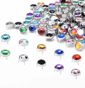 200pcs 8mm Rhinestone Studs Round Rivets Punk DIY for Clothing Shoes Bags Belt Spikes GZ080-8(Mix-s)