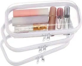 3 Pcs Clear Hard Shell Zipper Case, Portable Cosmetic Bag with Zipper, Diaper Bag Organizing Pouches, Kid's Toy Storage Organizer Bins, Hard Plastic Case, Clear Bags for Organizing