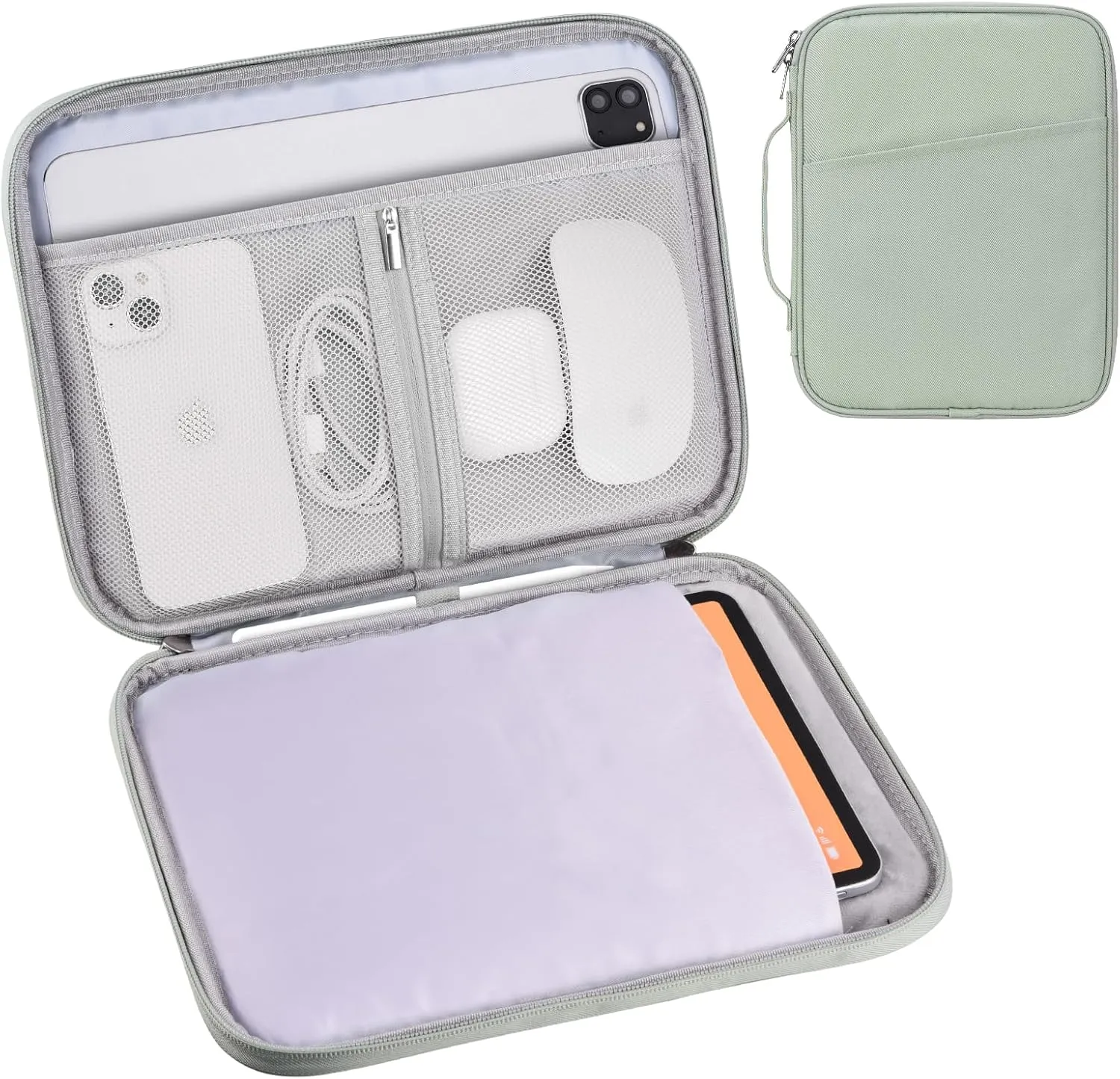 9-11 Inch Tablet Carrying Sleeve, Padded Travel Bag for iPad Pro 11-in (M4), iPad 10.9 (10th Gen), iPad Air 11-in (M2), Galaxy Tab S9/S8 (Green-Updated Version, 9-11)