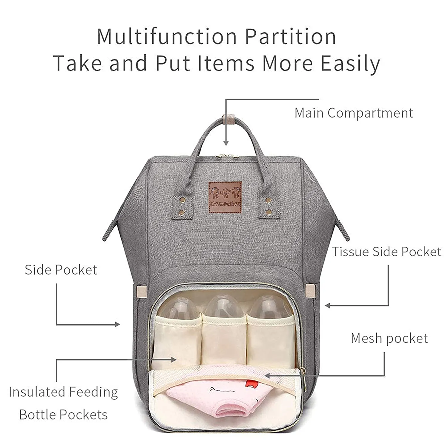 Abracadabra Diaper Bag - Grey