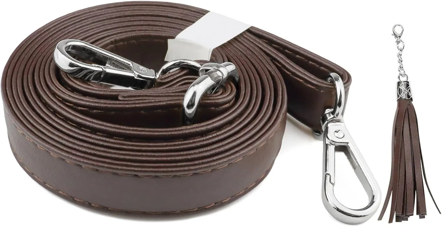 Beaulegan Purse Strap Replacement - Microfiber Leather - 59 Inch Long Adjustable for Crossbody Shoulder Bag - 0.7 Inch Wide, Dark Brown/Silver