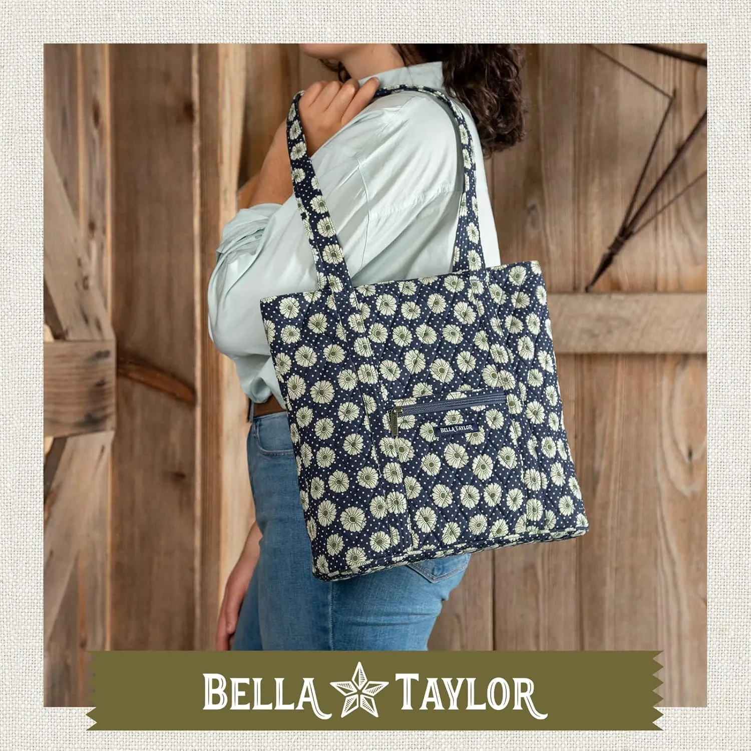 Bella Taylor Large Tote | Lightweight Quilted Fabric Tote Bags for Women