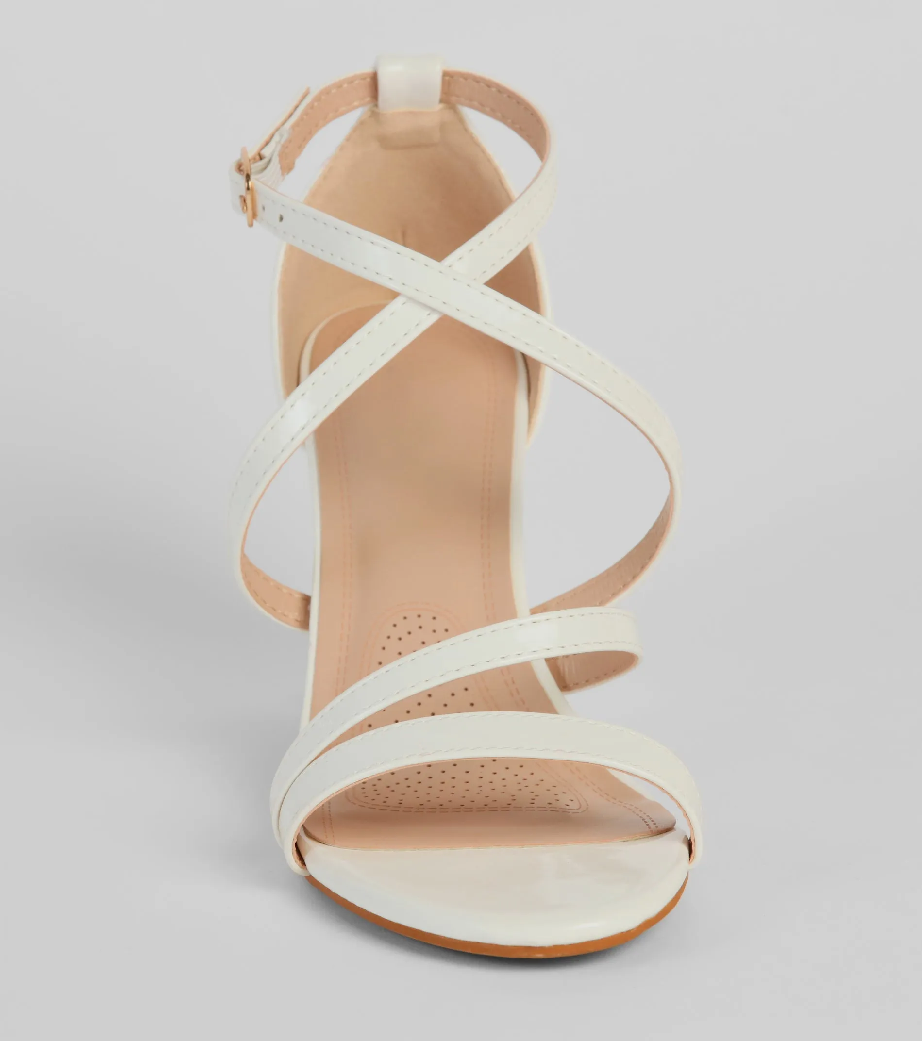 Best Behavior Patent Strappy Block Heels