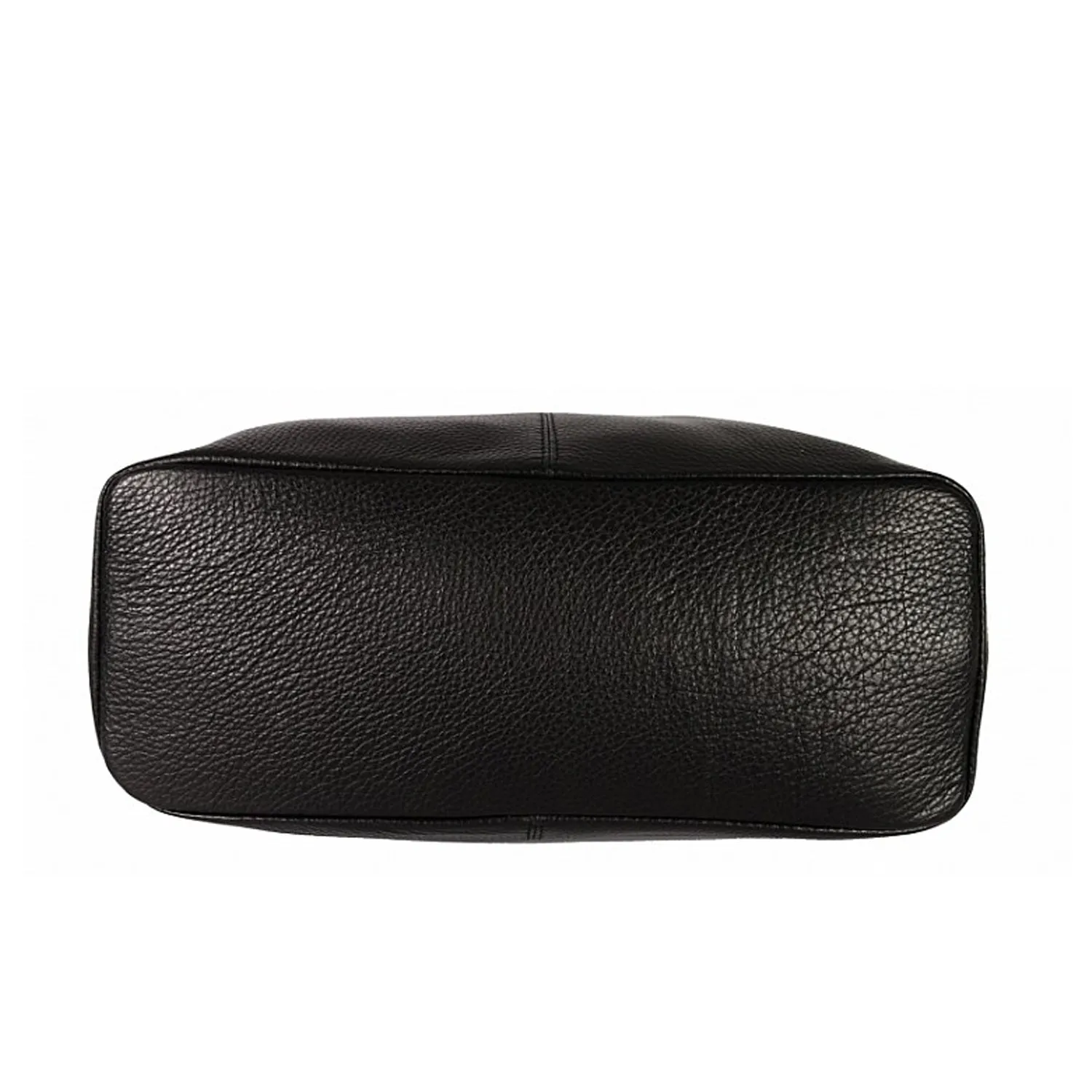 Black Leather Zip Shoulder Hobo Bag