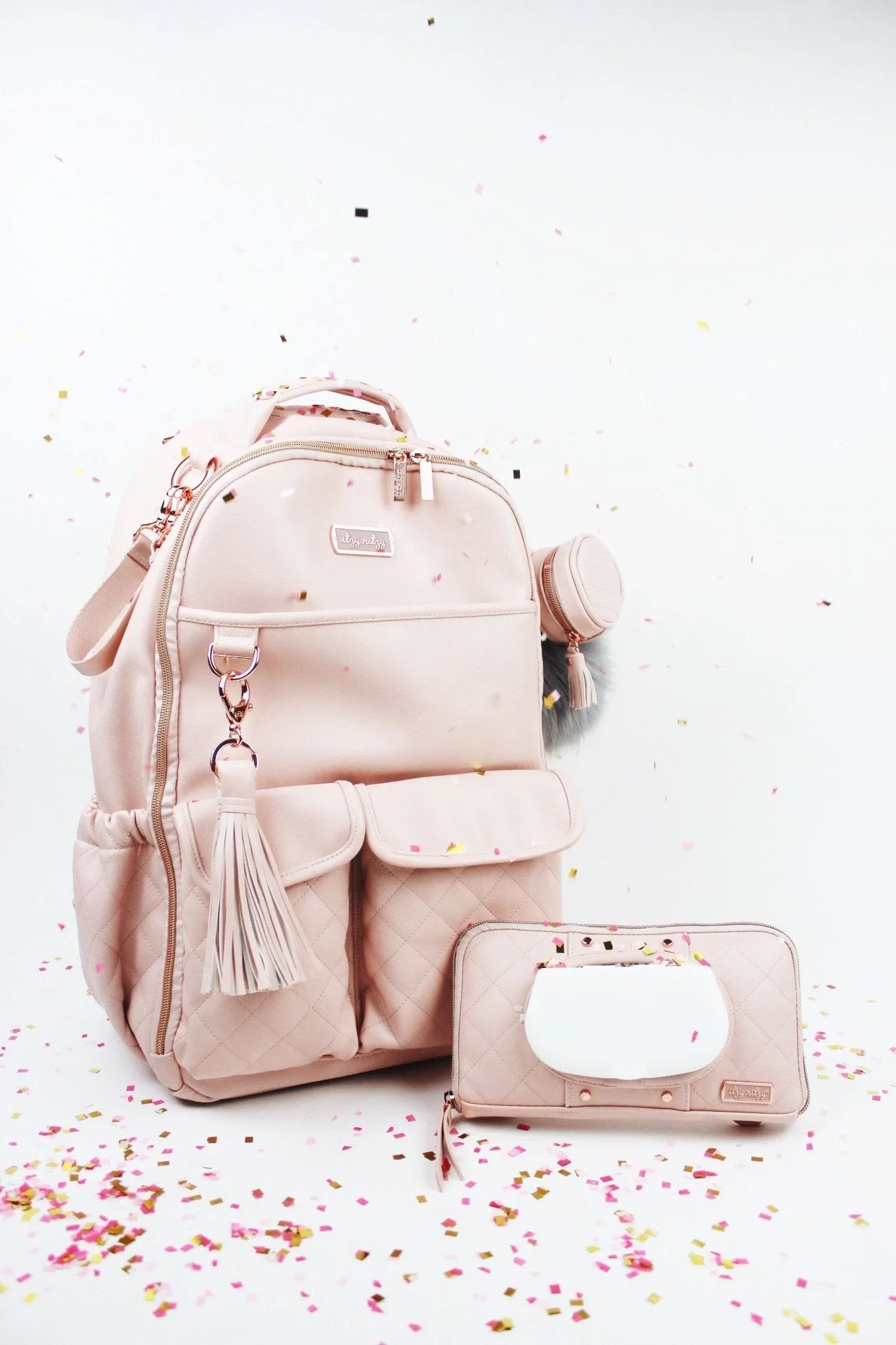 Blush Diaper Bag Keychain Charm Pod - Holds 2 Pacifiers & Clips Effortlessly to Bags