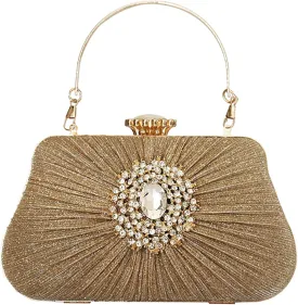 Buric Glitter Clutch Purses For Women Pleated Diamond Evening Handbag For Bridal Wedding Party With Rhinestone Bag