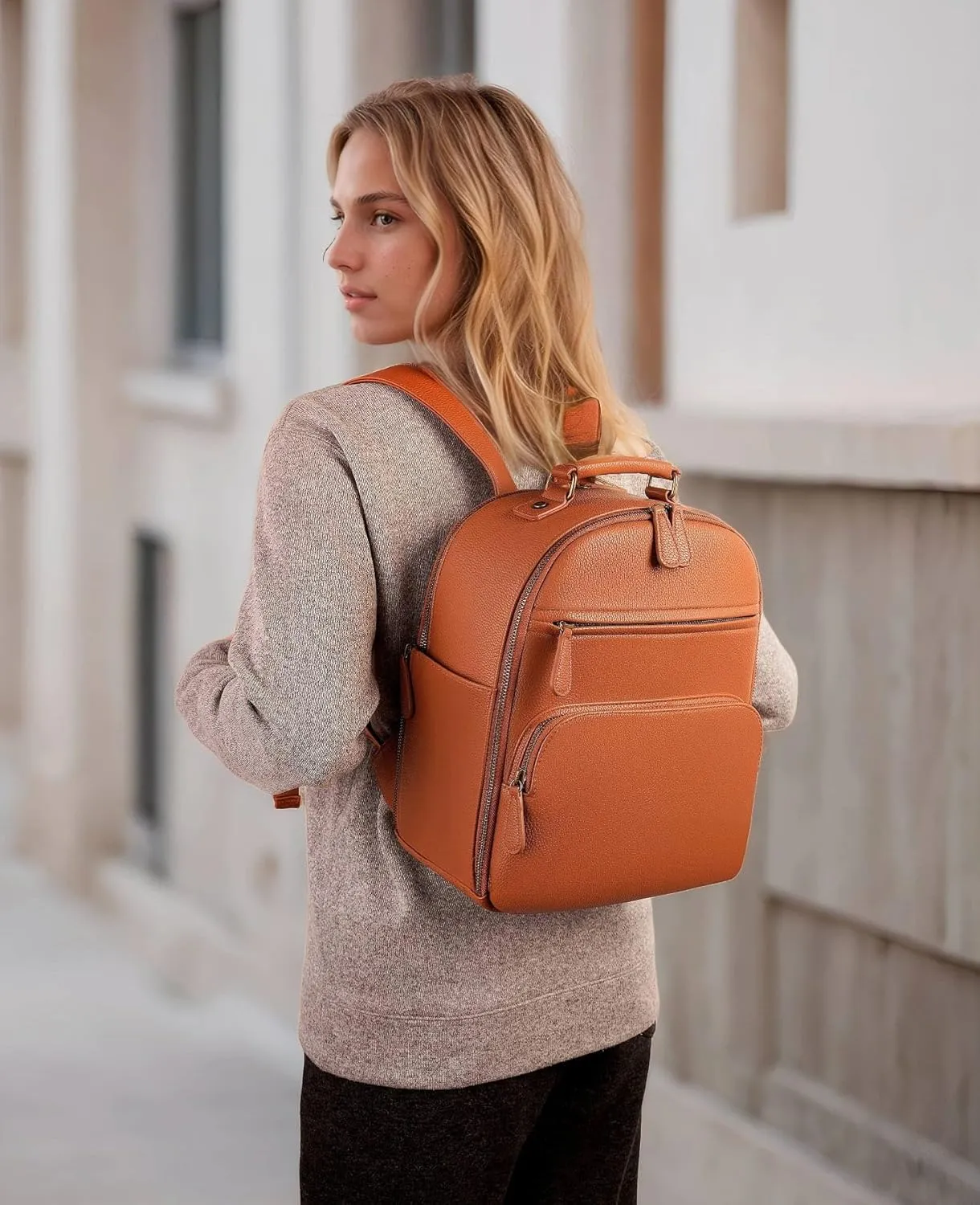 Camera Backpack Classic PU Leather for DSLR, Professional Camera Bag for Photographers with 11 Inch Pad/Tablet Compartment Small 10L Brown