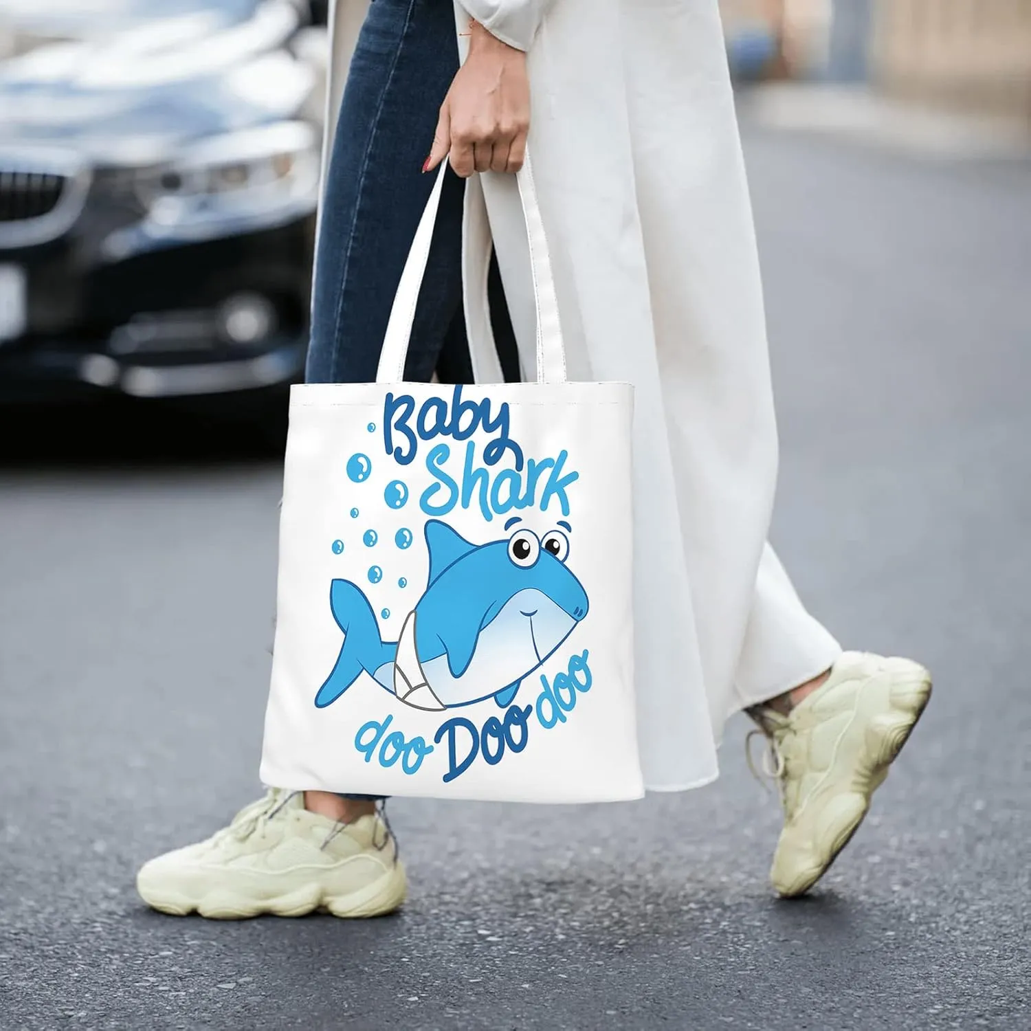 Canvas Tote BagKangaroo Art Watercolor Splash Reusable Large Shopping Shoulder Tote Bag For Women