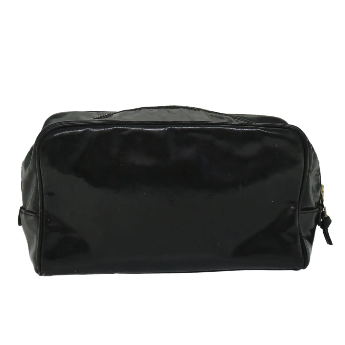 CHANEL Clutch Bag Patent leather Black CC Auth bs9031
