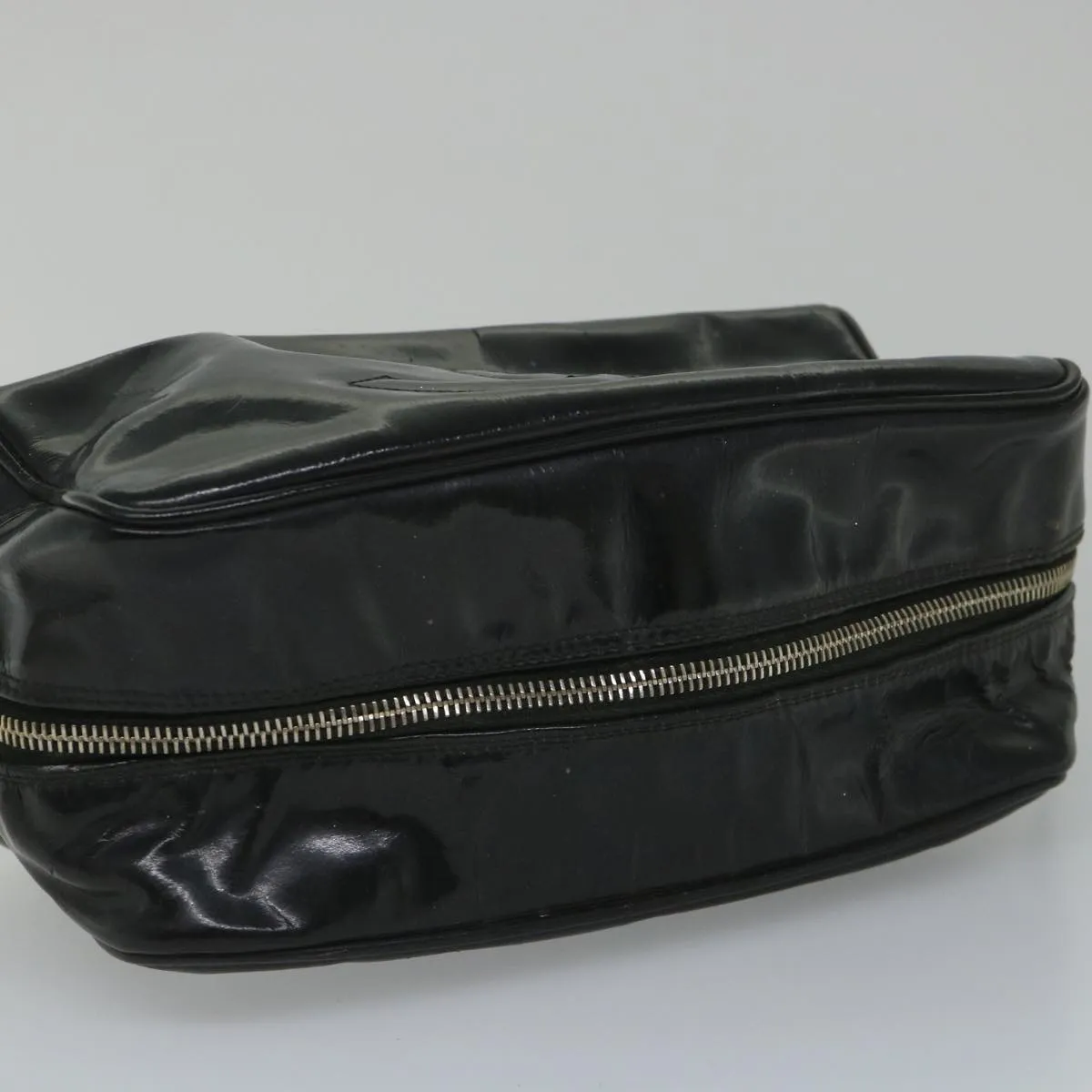 CHANEL Clutch Bag Patent leather Black CC Auth bs9031
