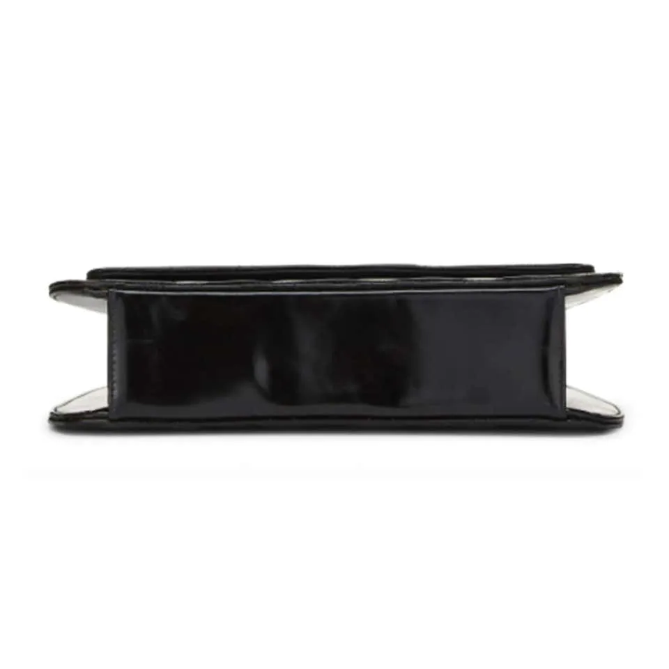 Chanel Vintage 1997 Name Plate Black Patent Leather Top Handle Bag