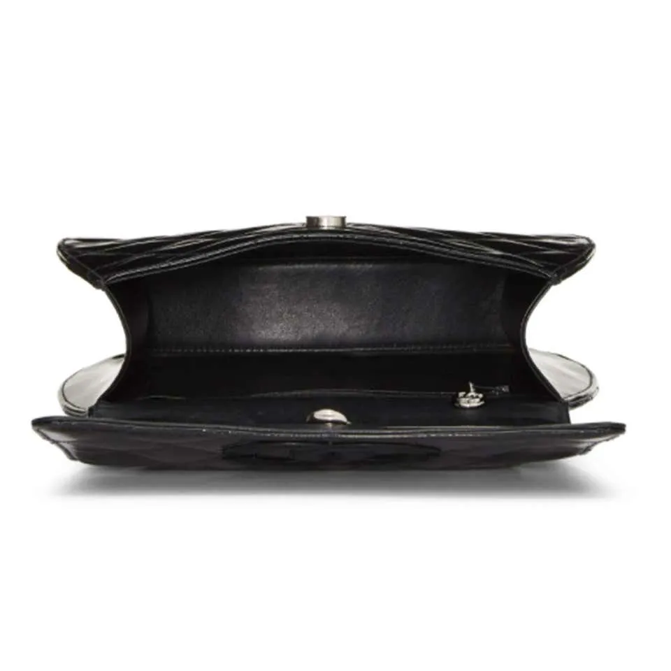 Chanel Vintage 1997 Name Plate Black Patent Leather Top Handle Bag
