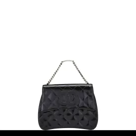 Chanel Vintage 1997 Name Plate Black Patent Leather Top Handle Bag