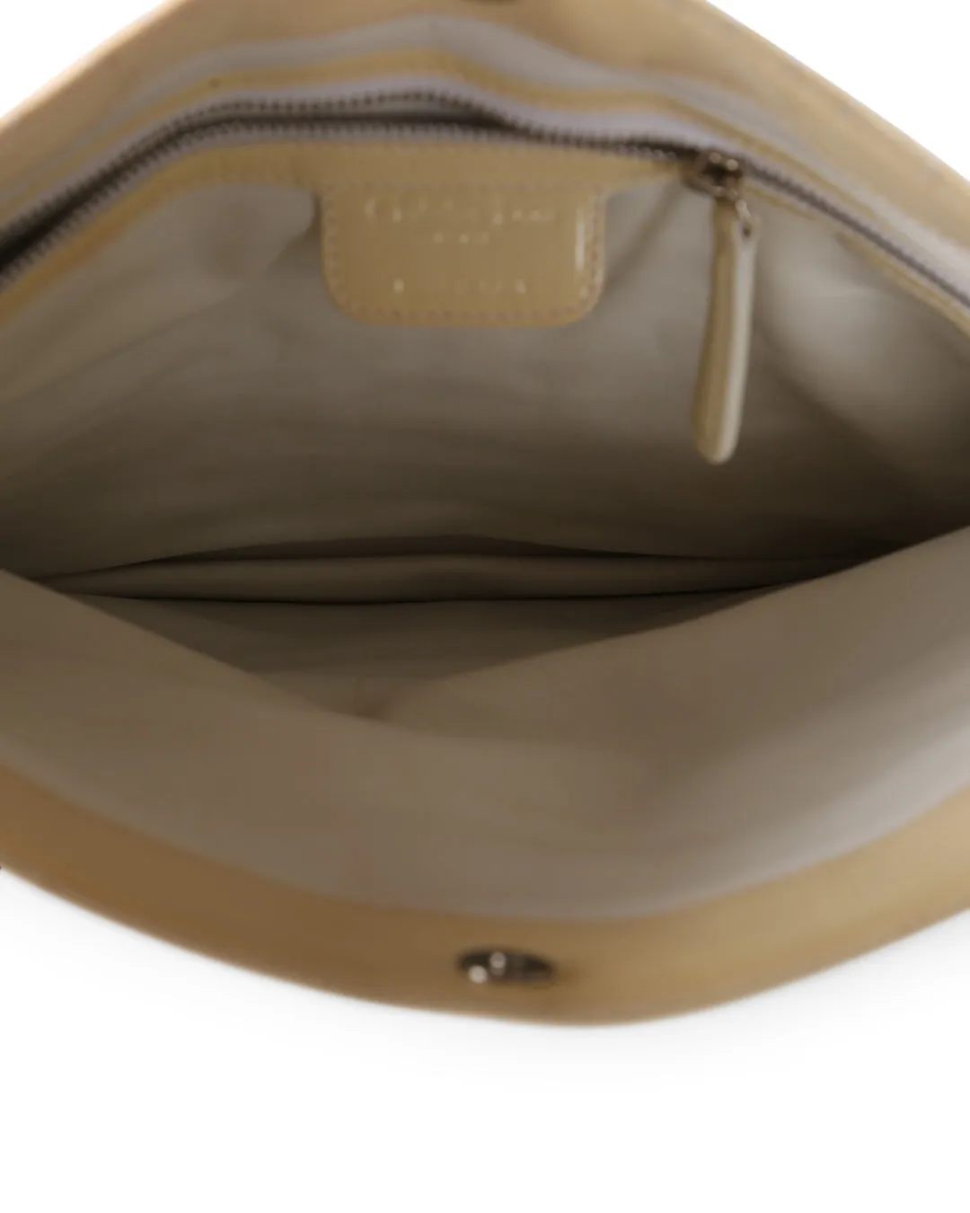 CHRISTIAN DIOR Off White Cannage Patent Leather Foldover Clutch