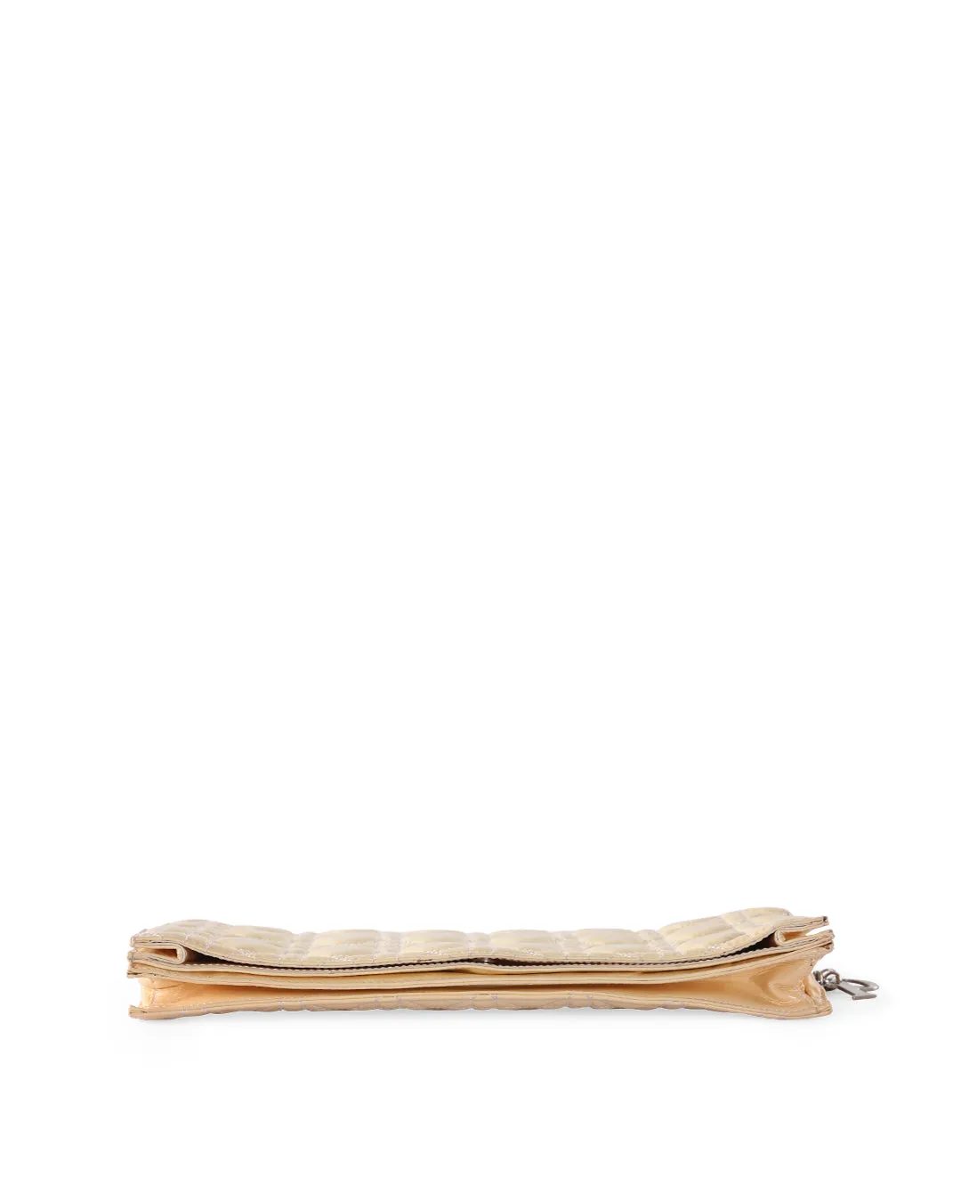 CHRISTIAN DIOR Off White Cannage Patent Leather Foldover Clutch