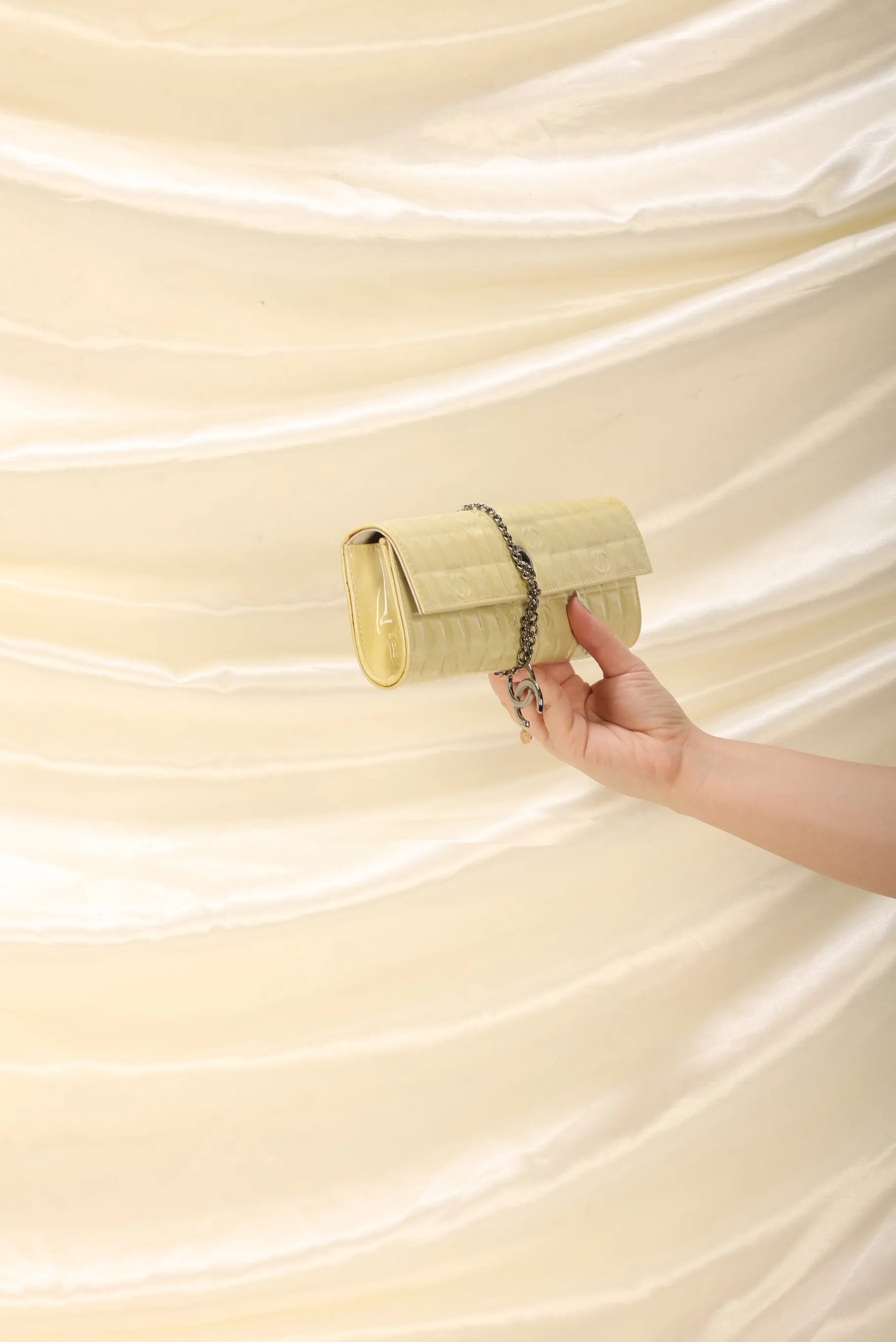 CL Patent Yellow Chocolate Bar Clutch