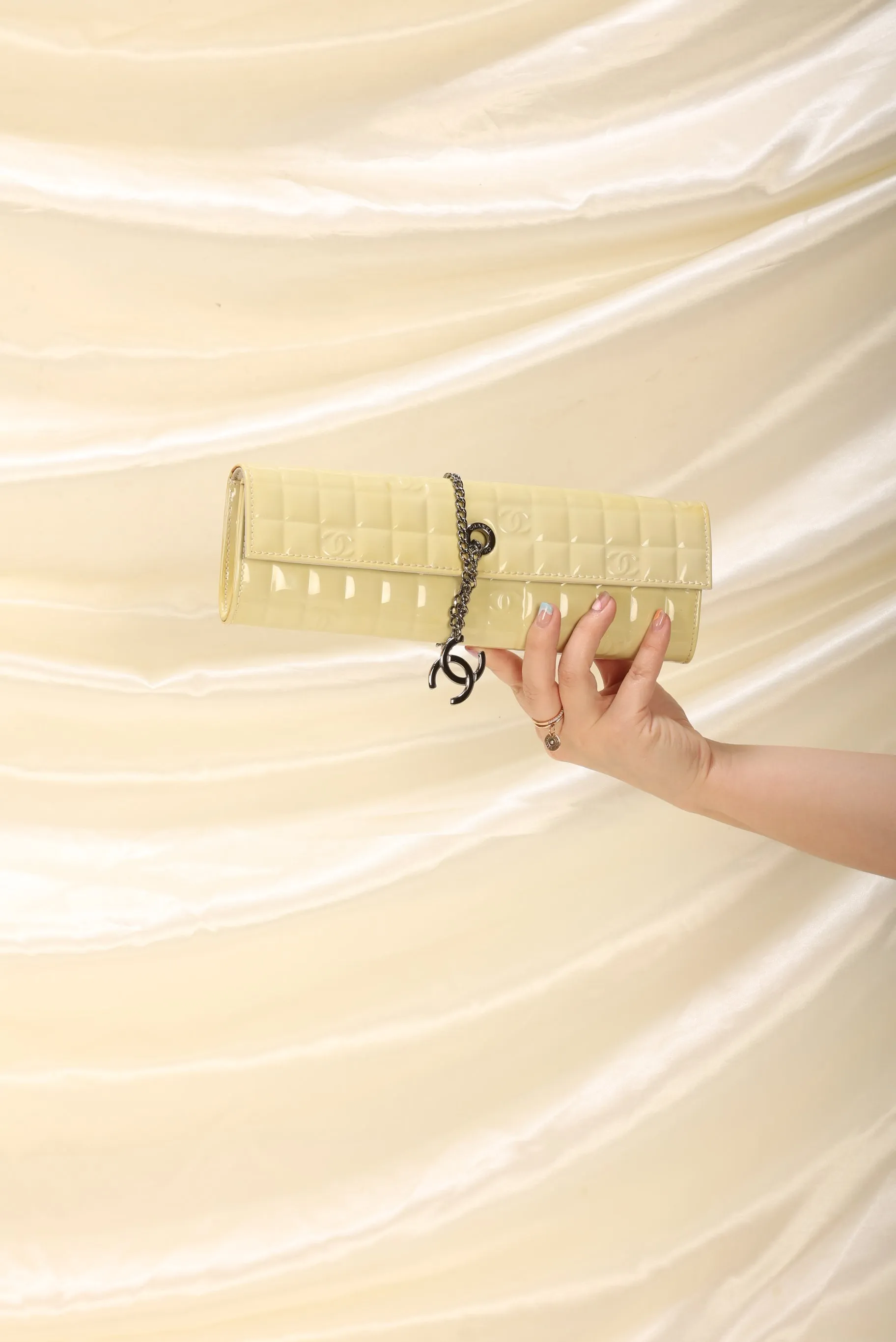 CL Patent Yellow Chocolate Bar Clutch