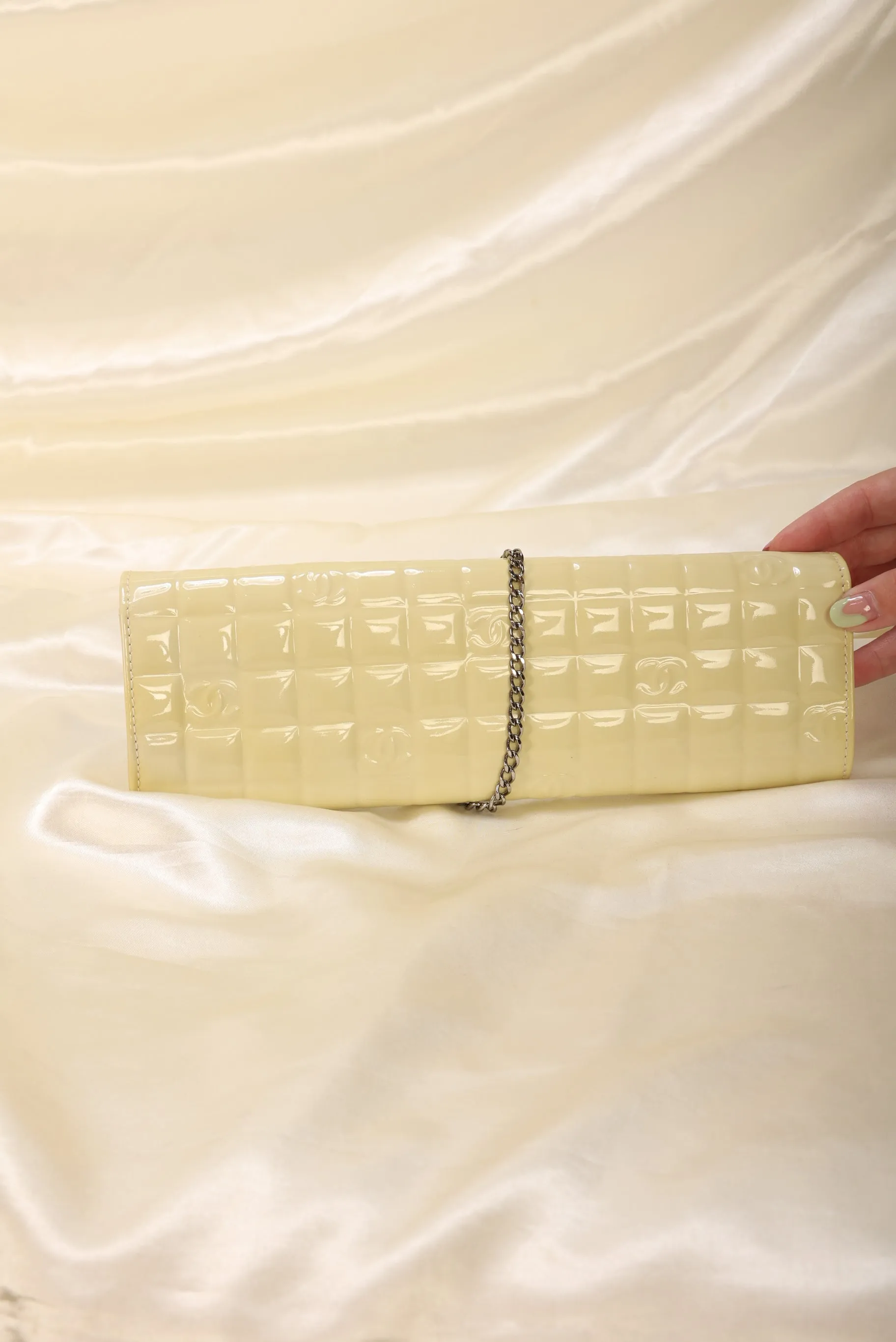 CL Patent Yellow Chocolate Bar Clutch