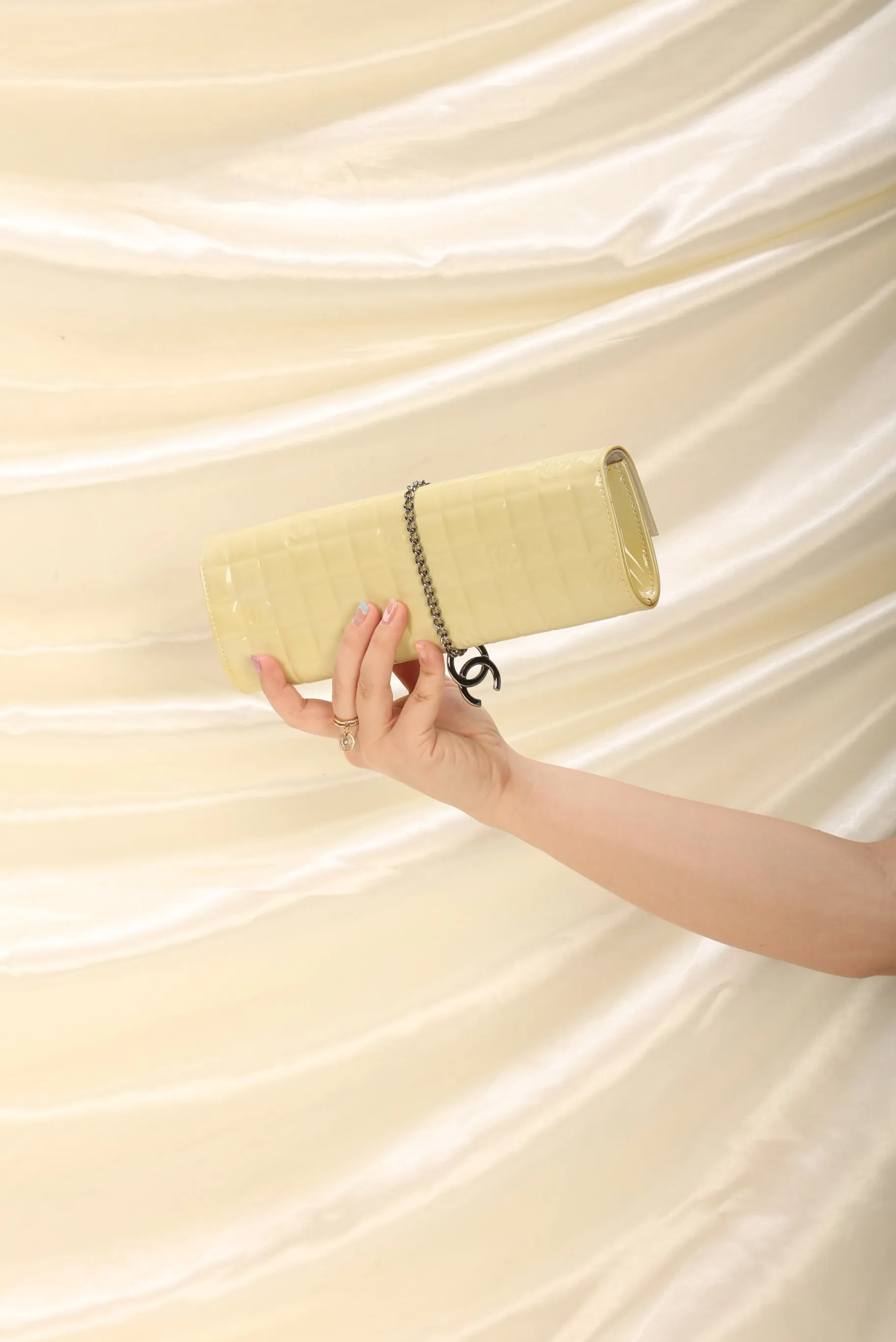 CL Patent Yellow Chocolate Bar Clutch