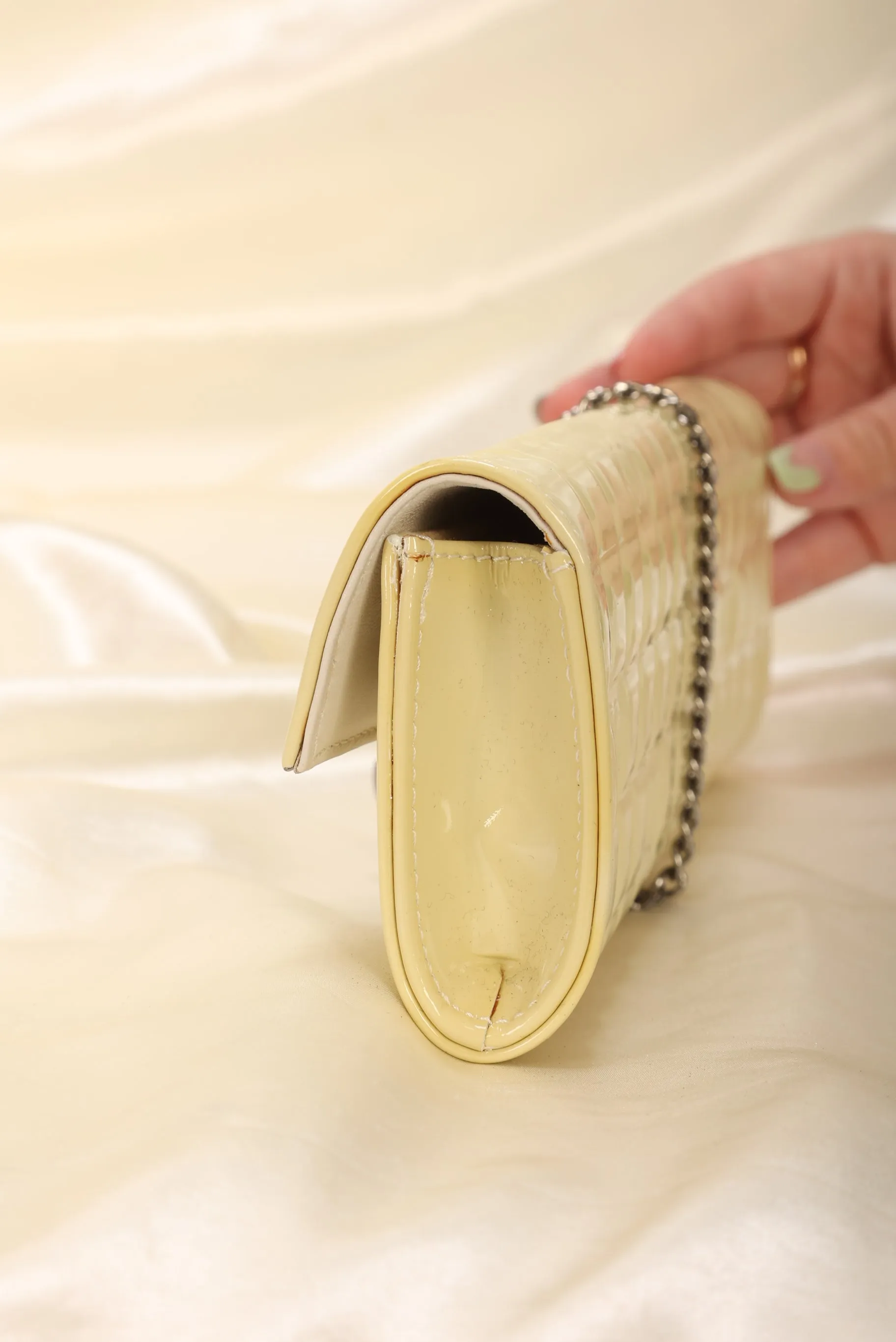 CL Patent Yellow Chocolate Bar Clutch