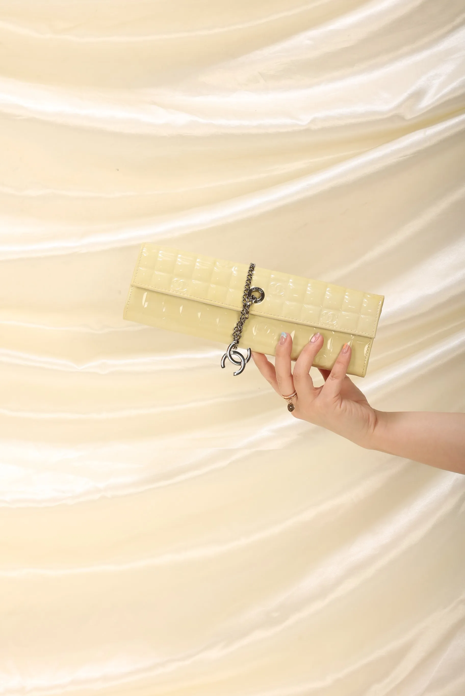 CL Patent Yellow Chocolate Bar Clutch