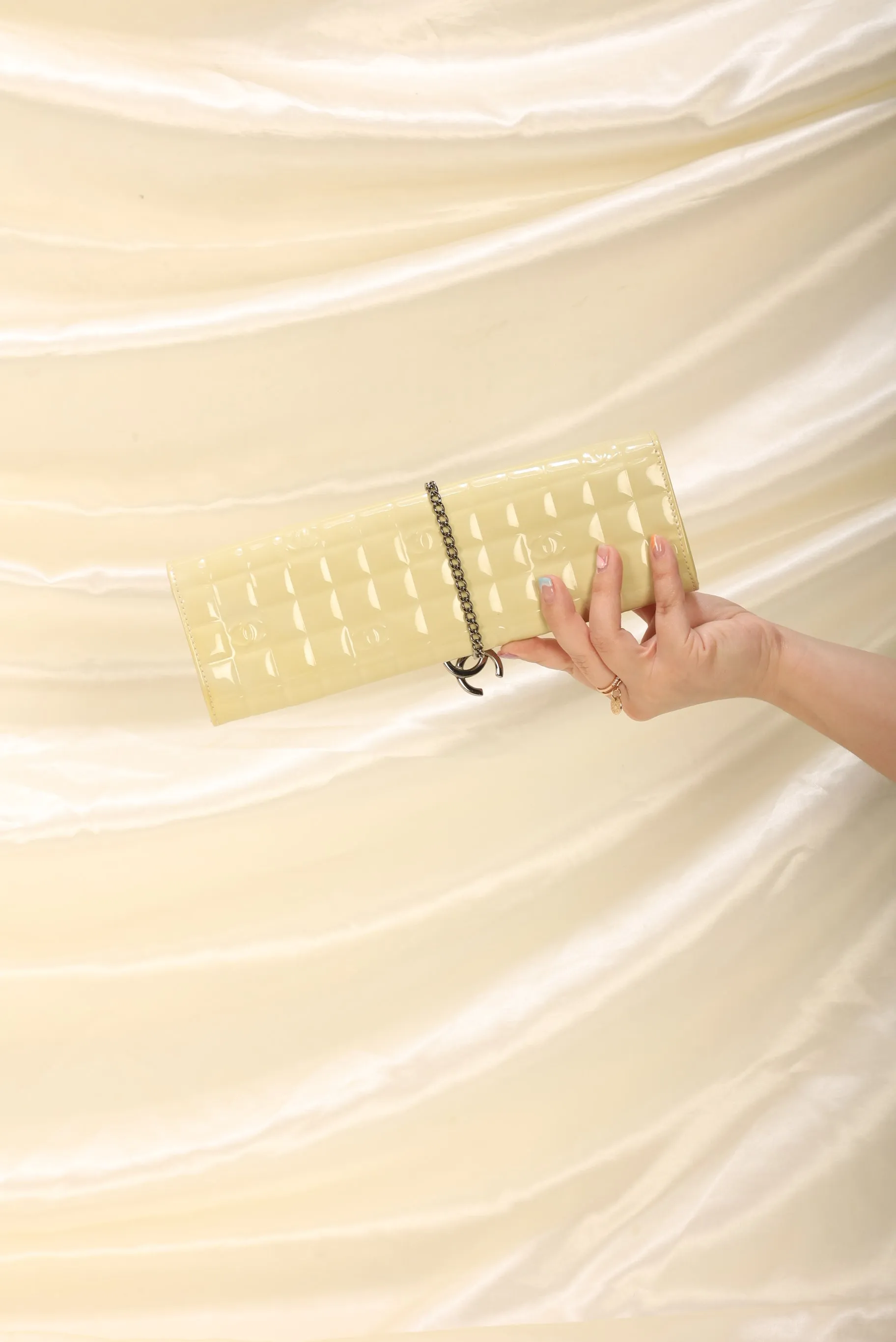 CL Patent Yellow Chocolate Bar Clutch