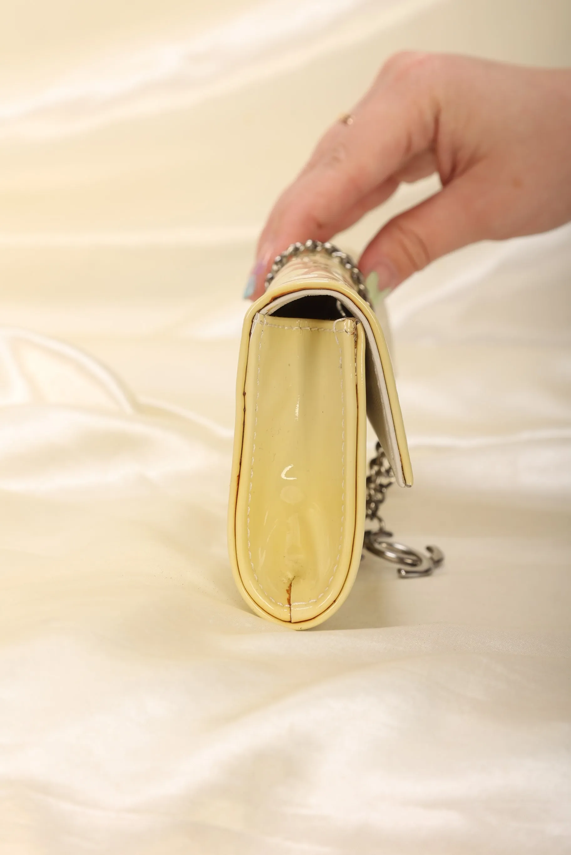 CL Patent Yellow Chocolate Bar Clutch