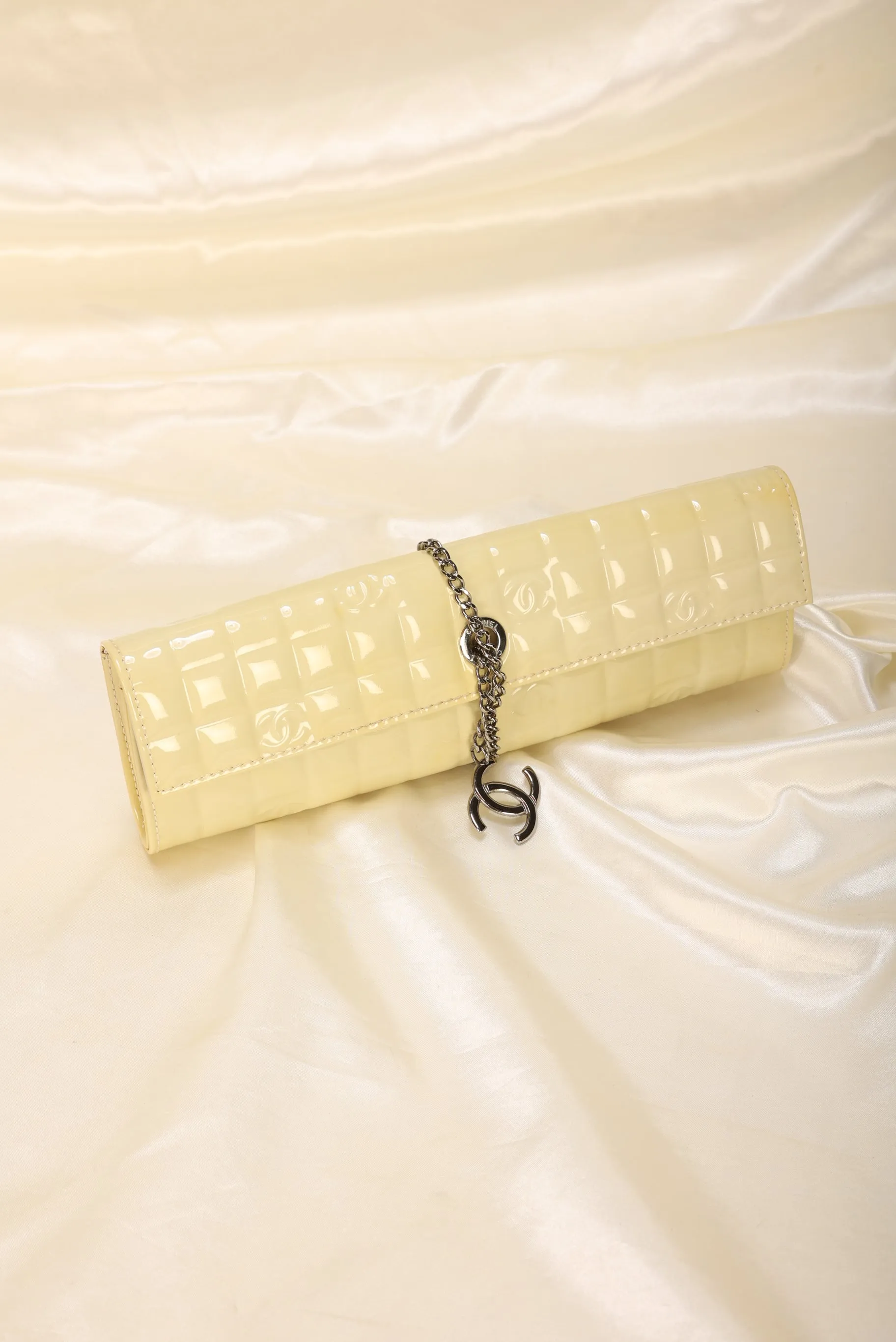 CL Patent Yellow Chocolate Bar Clutch