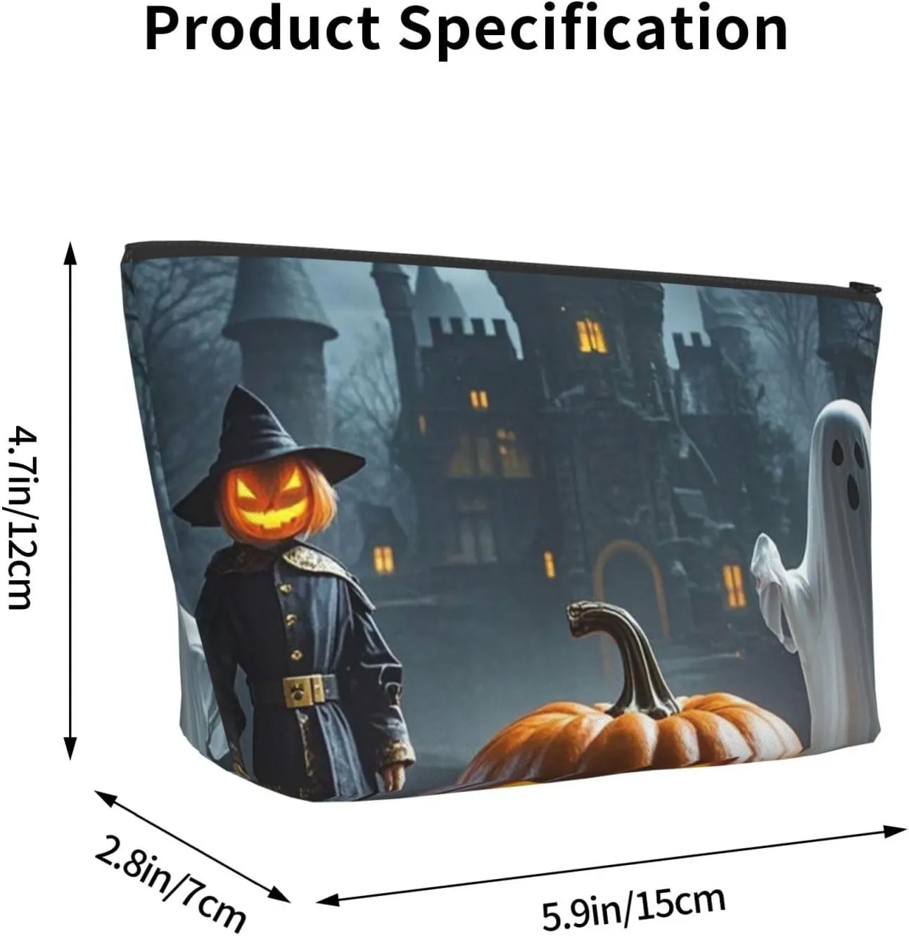 Cosmetic Bag Portable Makeup Bag Ghost Jack-O'-Lantern Funny Puppet Toiletry Bag Large Capacity Zipper Pouch Waterproof Toiletry Pouch Makeup Organizer Case for Women Men