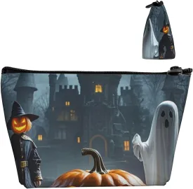 Cosmetic Bag Portable Makeup Bag Ghost Jack-O'-Lantern Funny Puppet Toiletry Bag Large Capacity Zipper Pouch Waterproof Toiletry Pouch Makeup Organizer Case for Women Men
