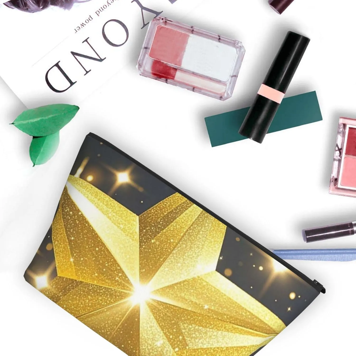 Cosmetic Bag Portable Makeup Bag gold star Toiletry Bag Large Capacity Zipper Pouch Waterproof Toiletry Pouch Makeup Organizer Case for Women Men