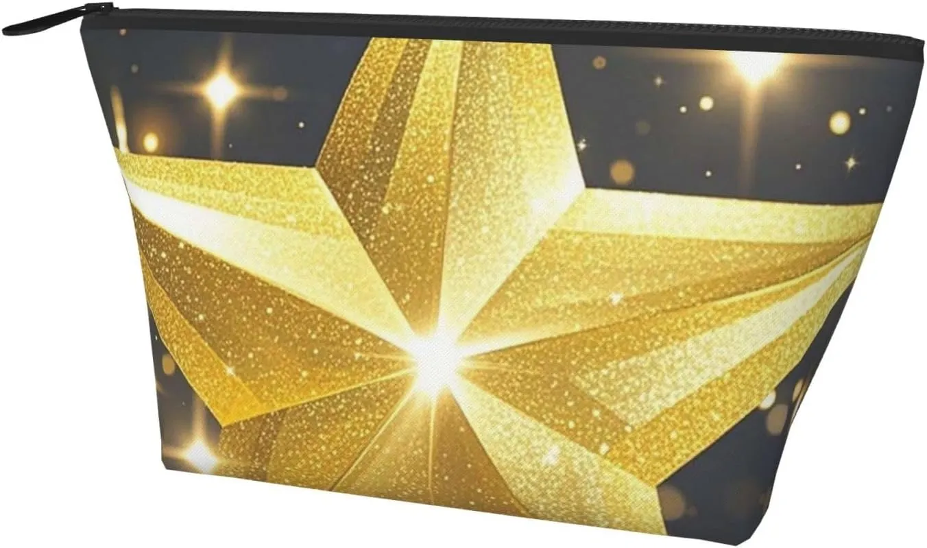 Cosmetic Bag Portable Makeup Bag gold star Toiletry Bag Large Capacity Zipper Pouch Waterproof Toiletry Pouch Makeup Organizer Case for Women Men