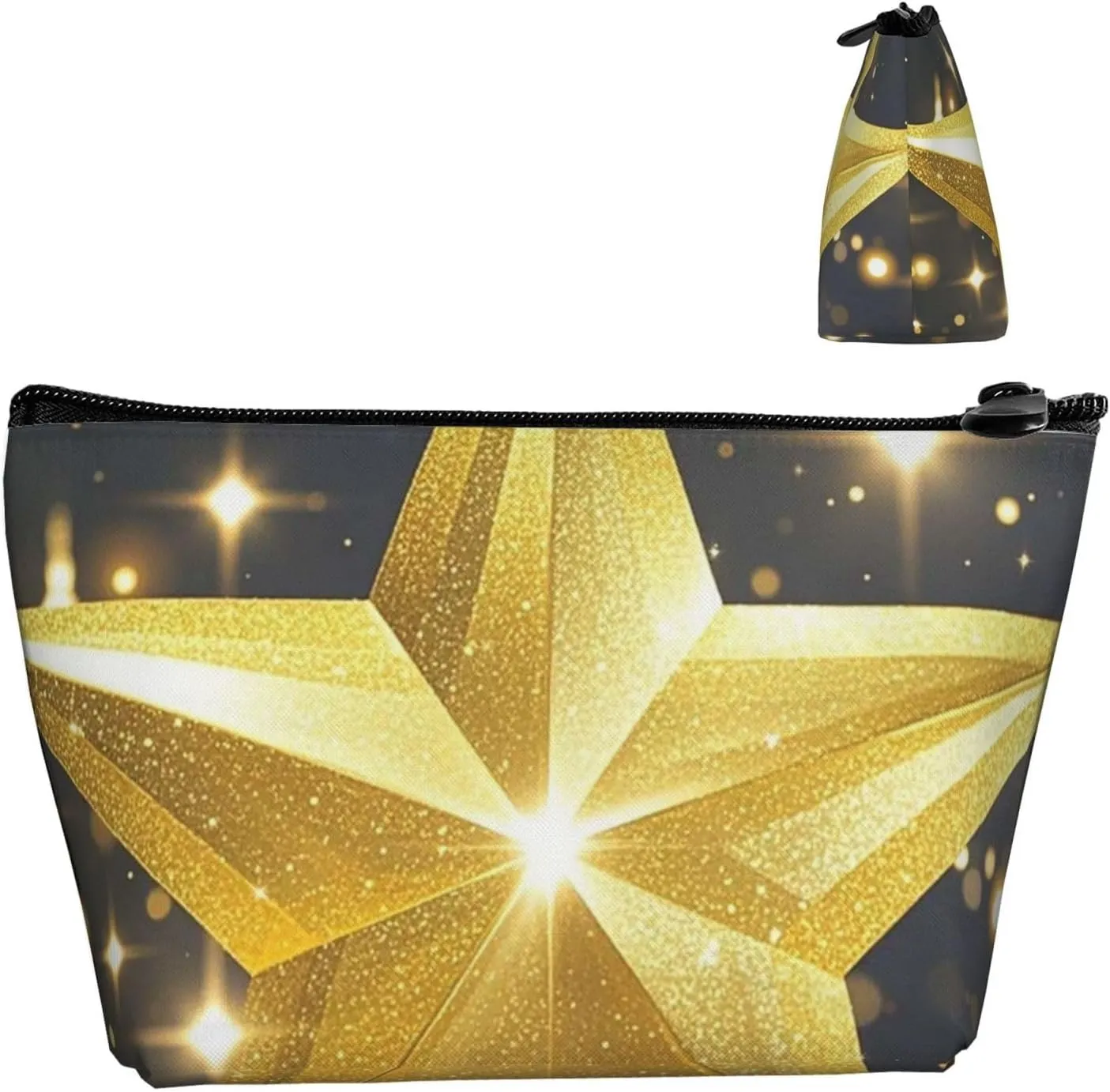 Cosmetic Bag Portable Makeup Bag gold star Toiletry Bag Large Capacity Zipper Pouch Waterproof Toiletry Pouch Makeup Organizer Case for Women Men