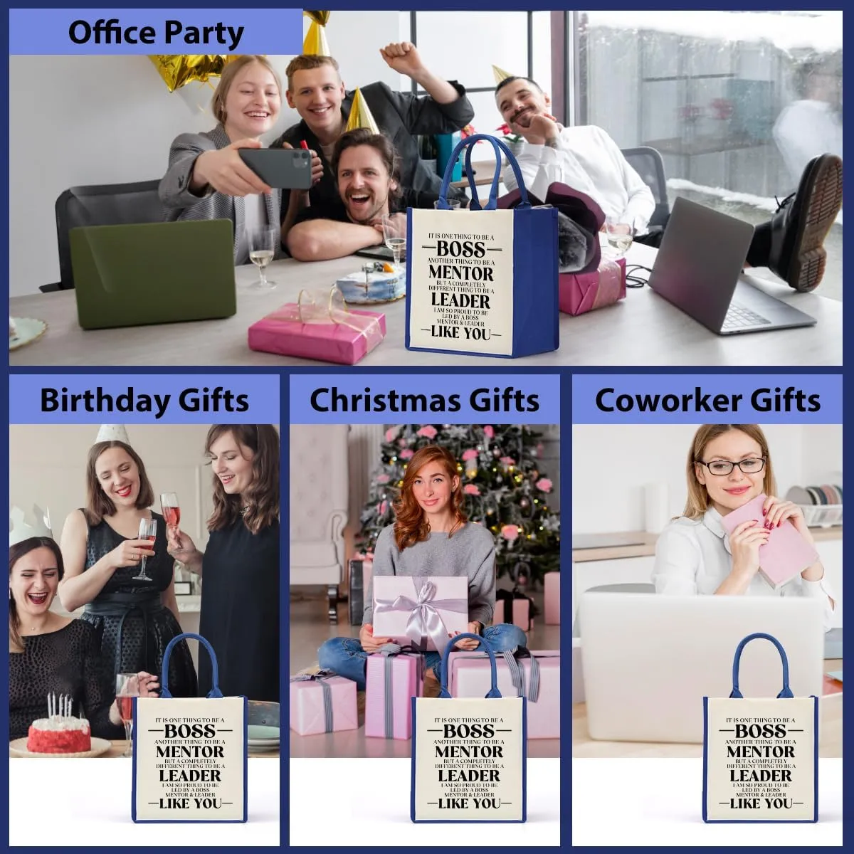Decohim Boss Lady Gifts: Waterproof Canvas Tote Bag for Birthday or Boss Day