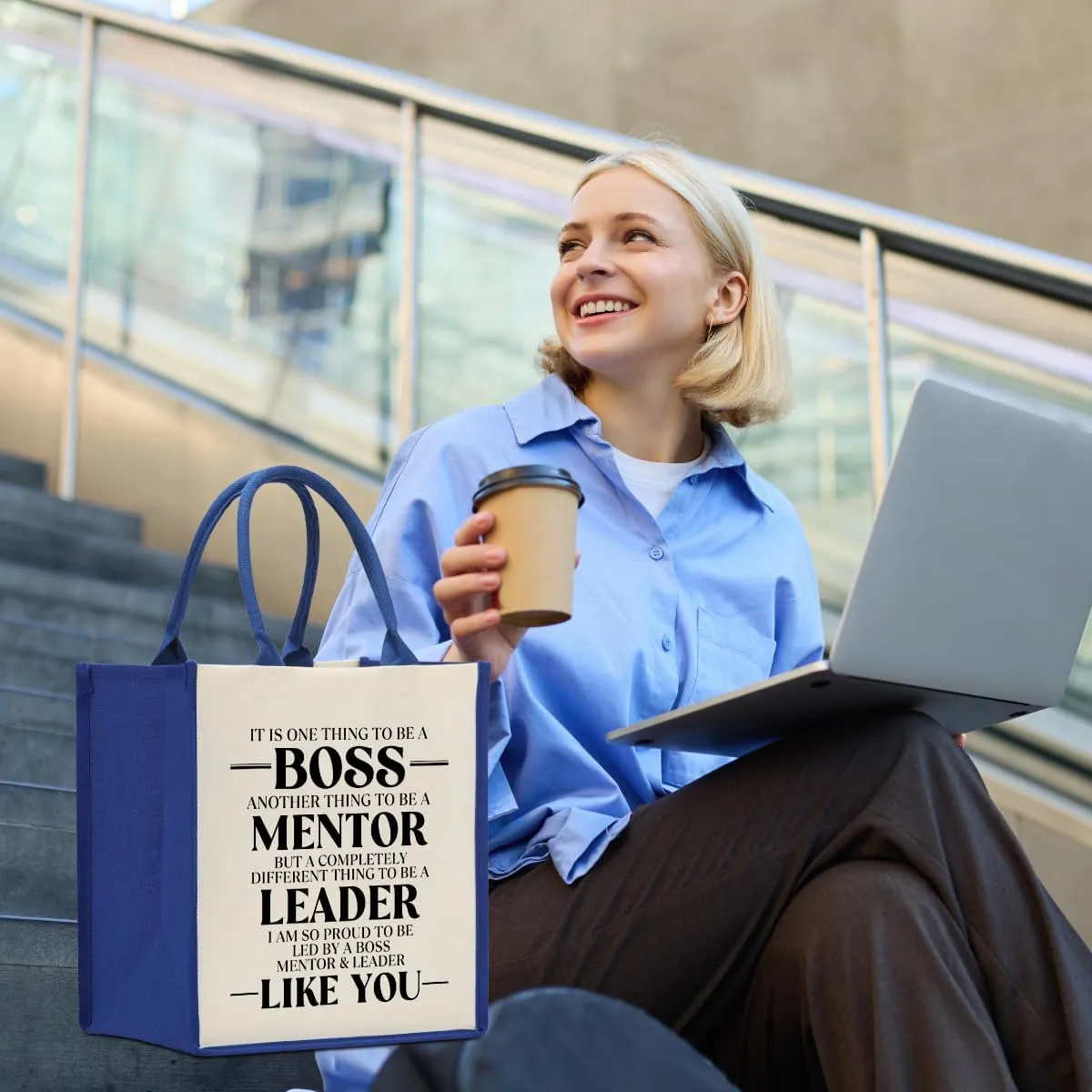 Decohim Boss Lady Gifts: Waterproof Canvas Tote Bag for Birthday or Boss Day