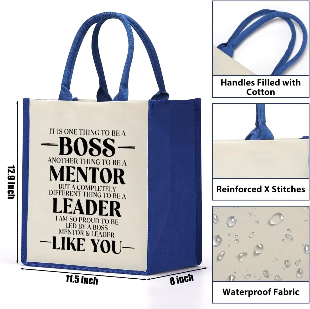 Decohim Boss Lady Gifts: Waterproof Canvas Tote Bag for Birthday or Boss Day