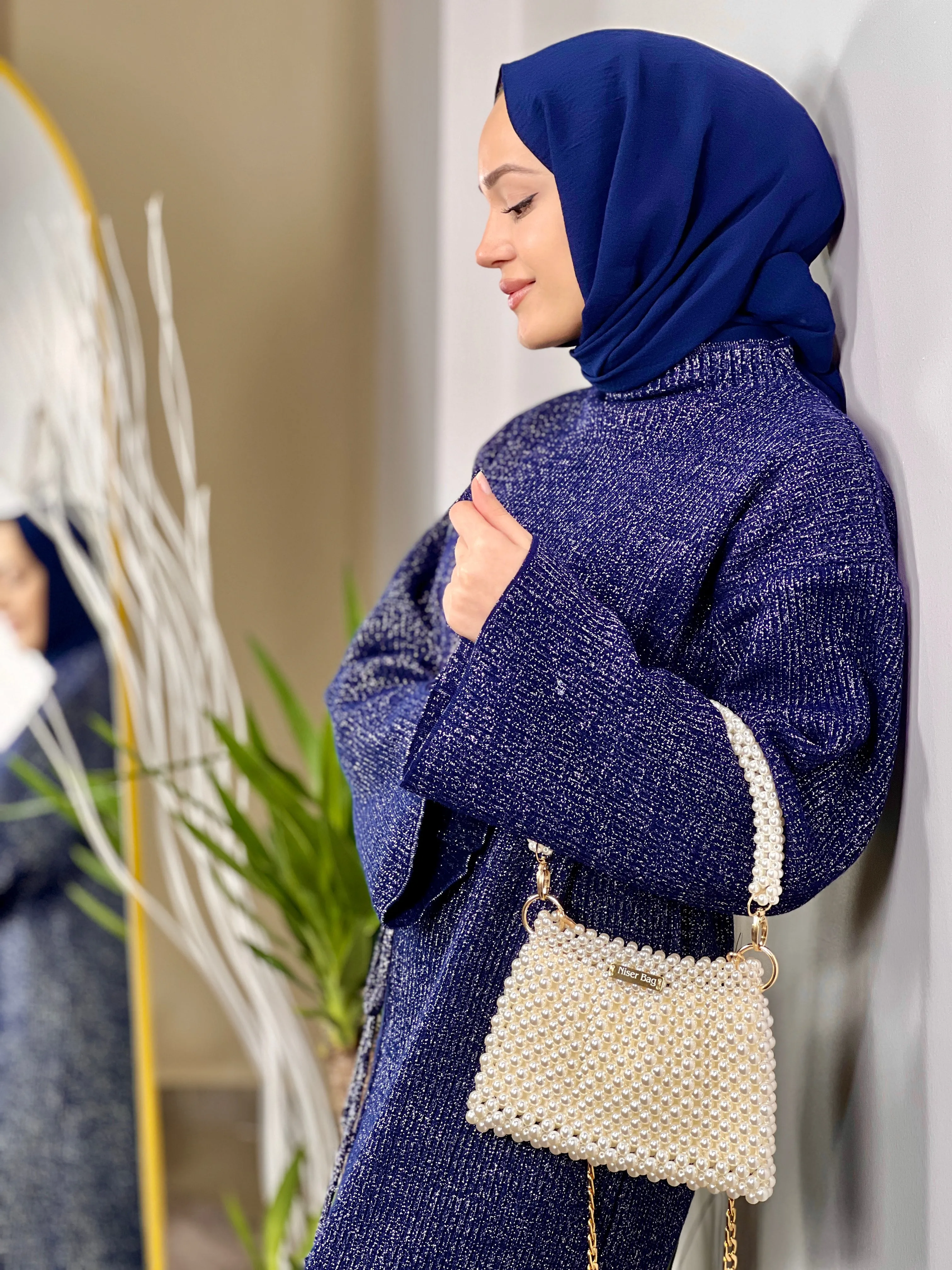 Elegant Crochet Clutch Bag with Pearls (ELLEGANT)