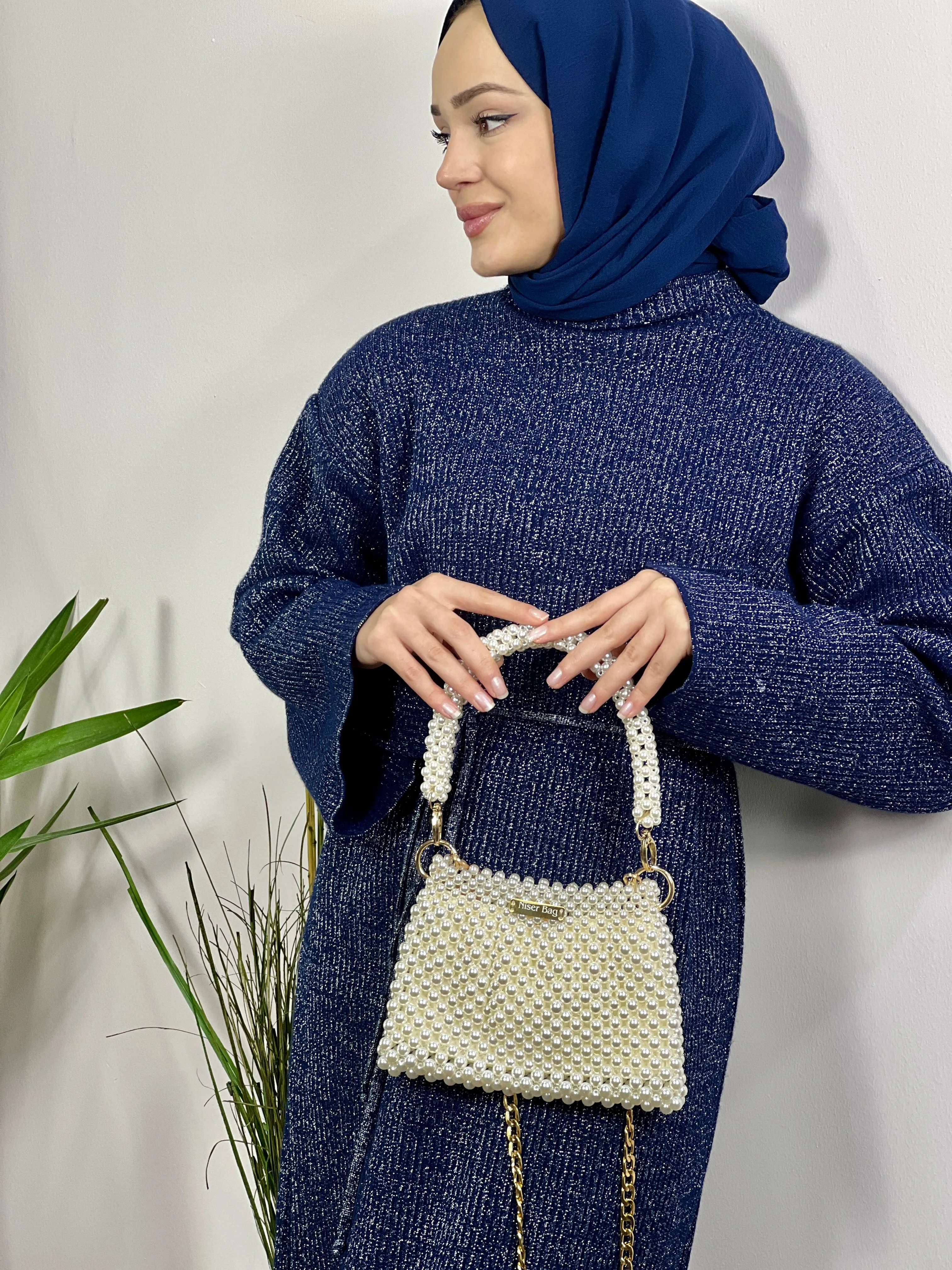 Elegant Crochet Clutch Bag with Pearls (ELLEGANT)