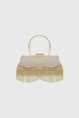 Embellished Rhinestone Tassel Clutch Purse