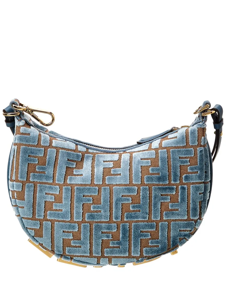 FENDI Fendigraphy Mini FF Jacquard Velvet & Leather Hobo Bag
