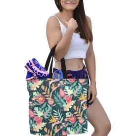 Fine Floral Print Large Canvas Tote Bag
