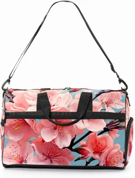 Gym Bag for Women Men, Yoga Bag with Shoe Pocket, Travel Duffel Tote Bag for Plane, Workout, Swimming, Weekend Overnight Bag Carry on Bag Hospital Holdalls, Cute Peach Blossom - 16