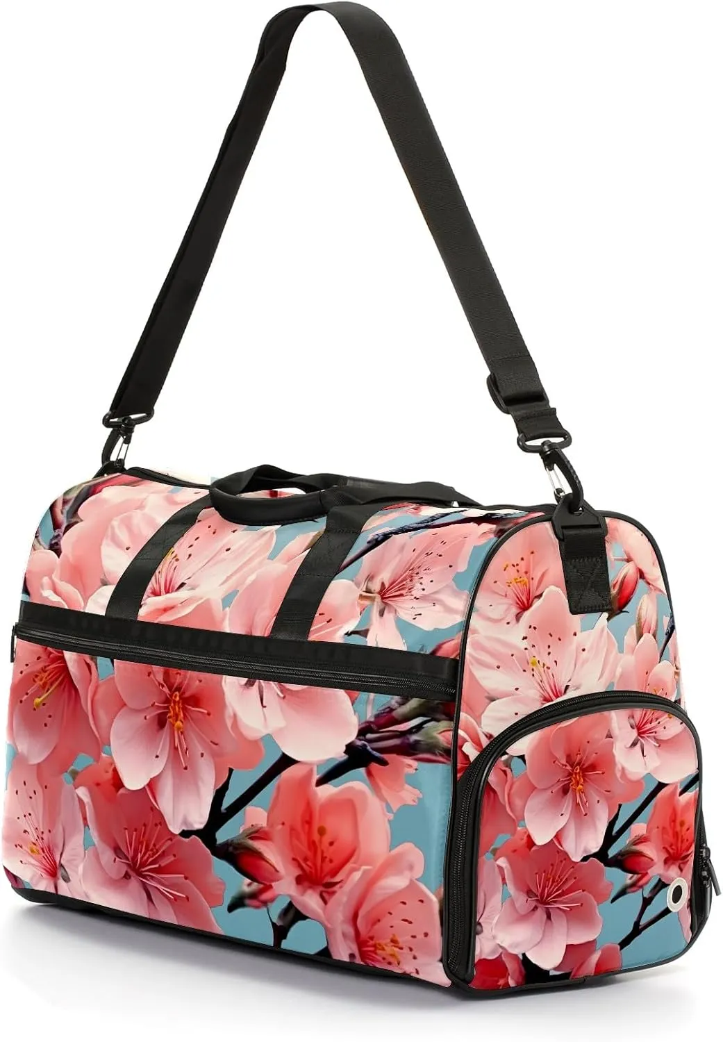 Gym Bag for Women Men, Yoga Bag with Shoe Pocket, Travel Duffel Tote Bag for Plane, Workout, Swimming, Weekend Overnight Bag Carry on Bag Hospital Holdalls, Cute Peach Blossom - 16