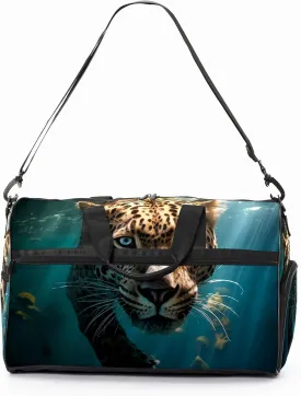 Gym Bag Women's Sports Yoga Bag - Fits up to 13.3" Laptop   Shoe Compartment, Overnight Weekender Bag Travel Bag, Dance Bag, Cheetah Underwater - 2