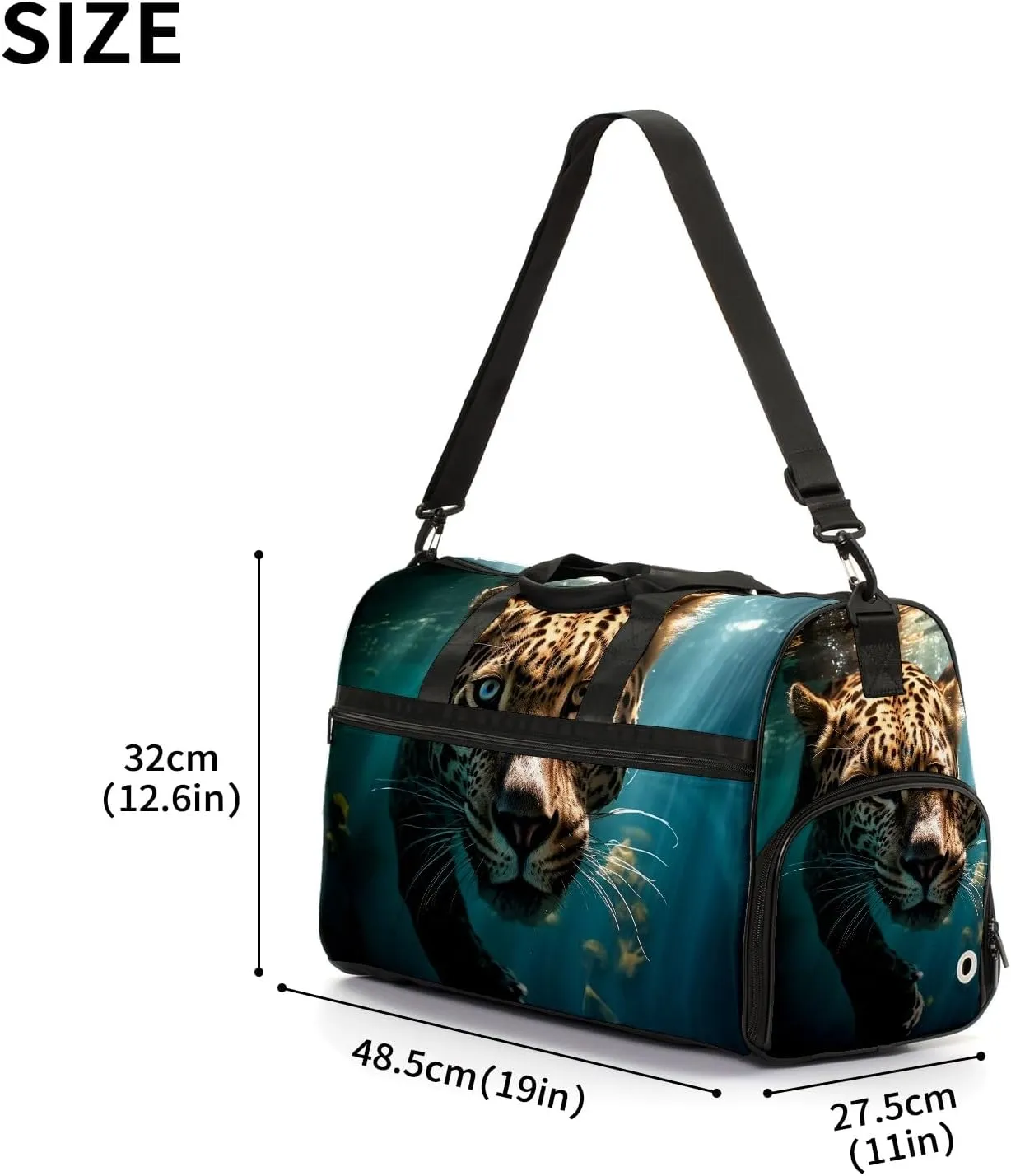 Gym Bag Women's Sports Yoga Bag - Fits up to 13.3" Laptop   Shoe Compartment, Overnight Weekender Bag Travel Bag, Dance Bag, Cheetah Underwater - 2