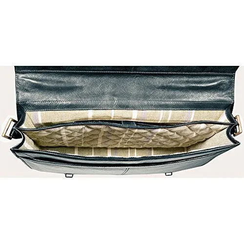 Hidesign Charles Large Double Gusset Leather 17" Laptop Compatible Briefcase, Black