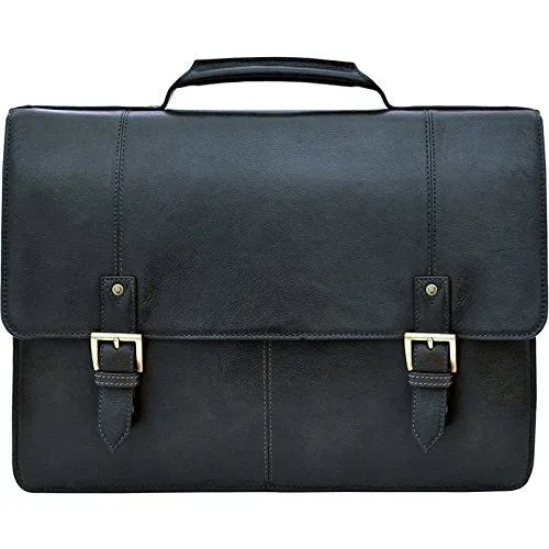 Hidesign Charles Large Double Gusset Leather 17" Laptop Compatible Briefcase, Black