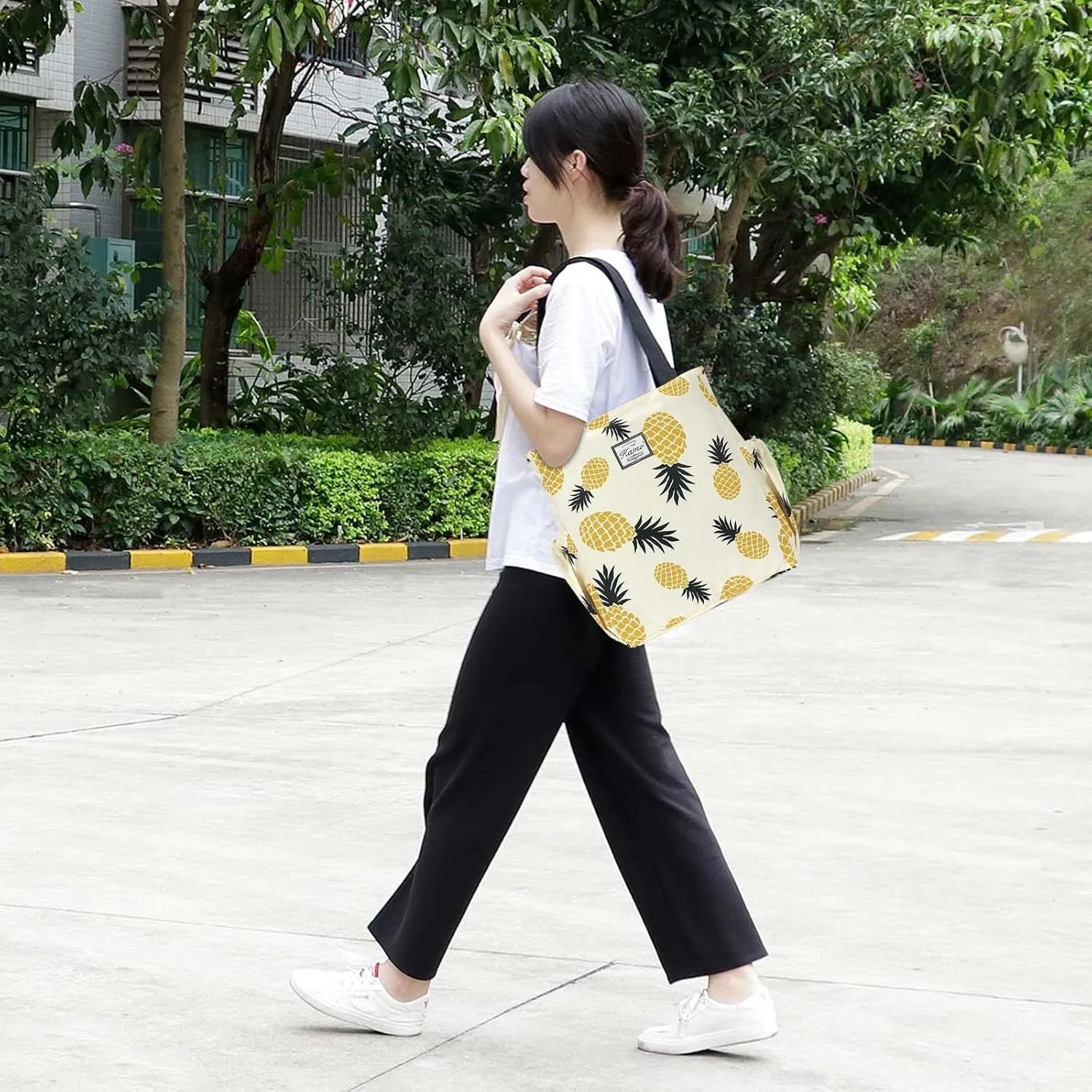 KAMO Floral Tote Bag - Waterproof Lightweight Handbags Travel Shoulder Bag for Hiking Yoga Gym Swimming Travel Beach