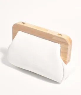 Kimmi Timber Frame Clutch White