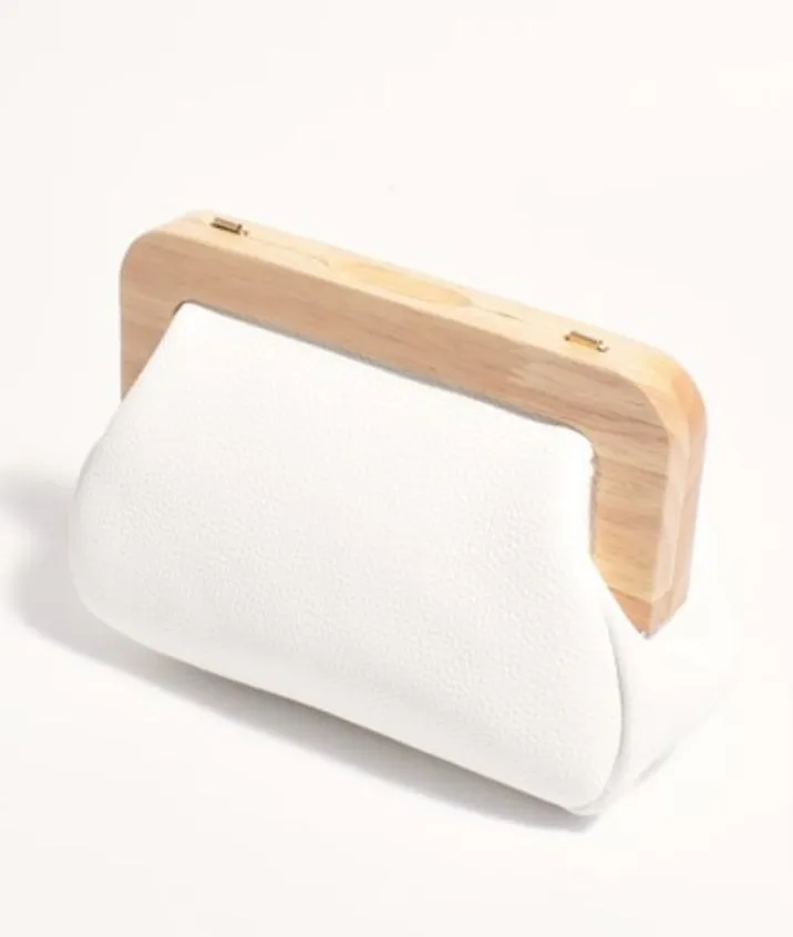 Kimmi Timber Frame Clutch White